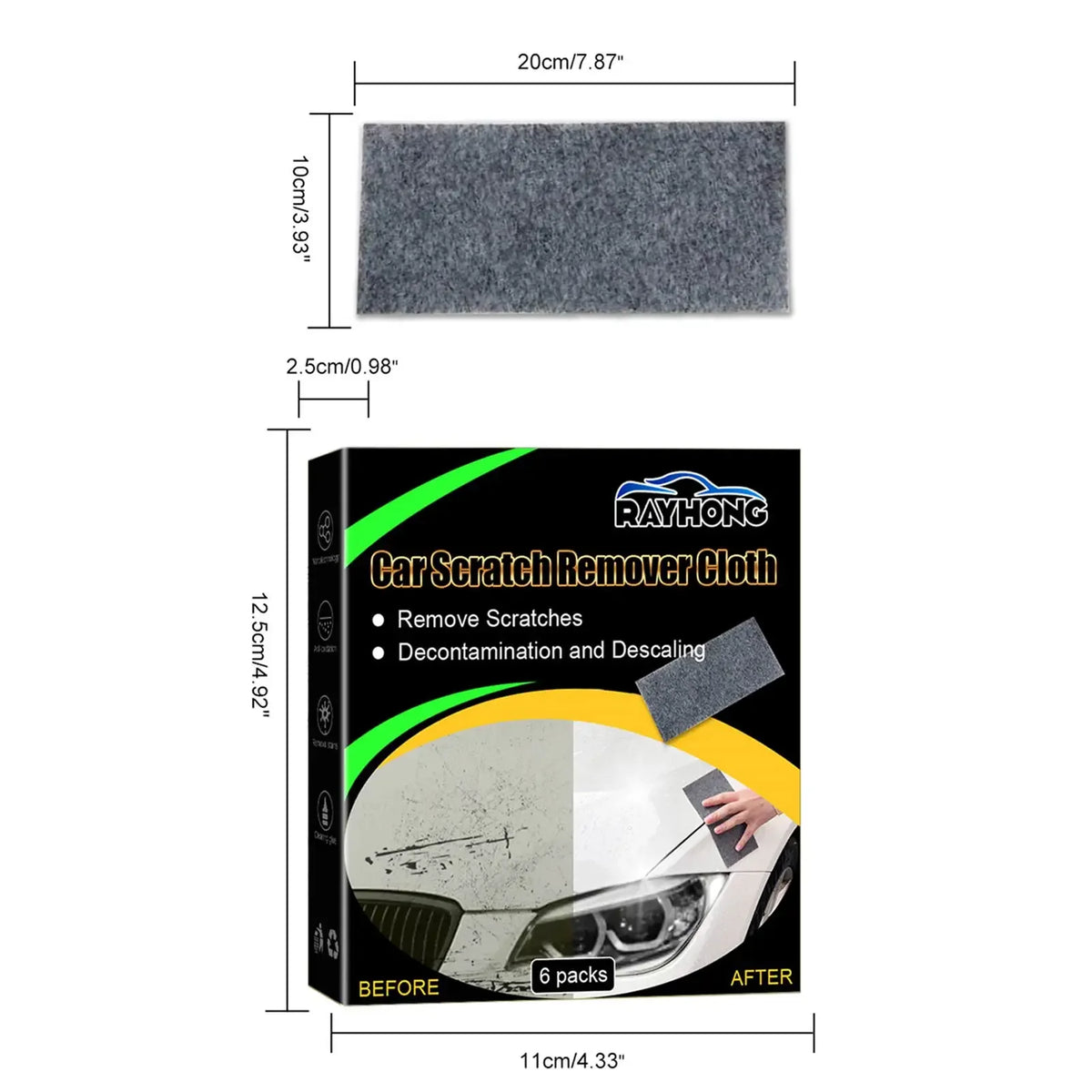6-Pack Nano Sparkle Cloth | Car Scratch & Stain Remover Car Detailing Cloth QXL