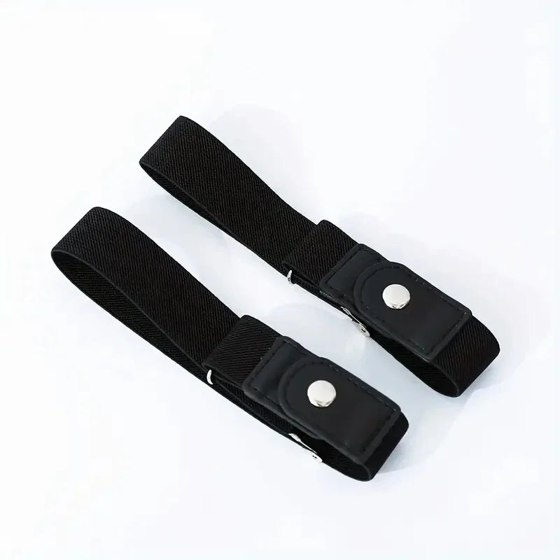 2-Pack Elastic No-Buckle Invisible Belt | Unisex Stretch Elastic Invisible Belt QXL black