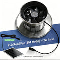 110mm Solar Stainless Steel Chimney Cap & Exhaust Vent + 12W Panel Solar Exhaust Vent Cap QXL With 12W Solar Panel