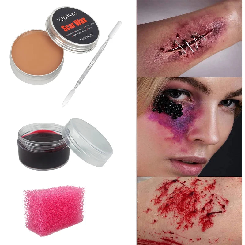 VERONNI SFX Halloween Wound Scar Wax Makeup Kit & Body Paint SFX Makeup Kit QXL
