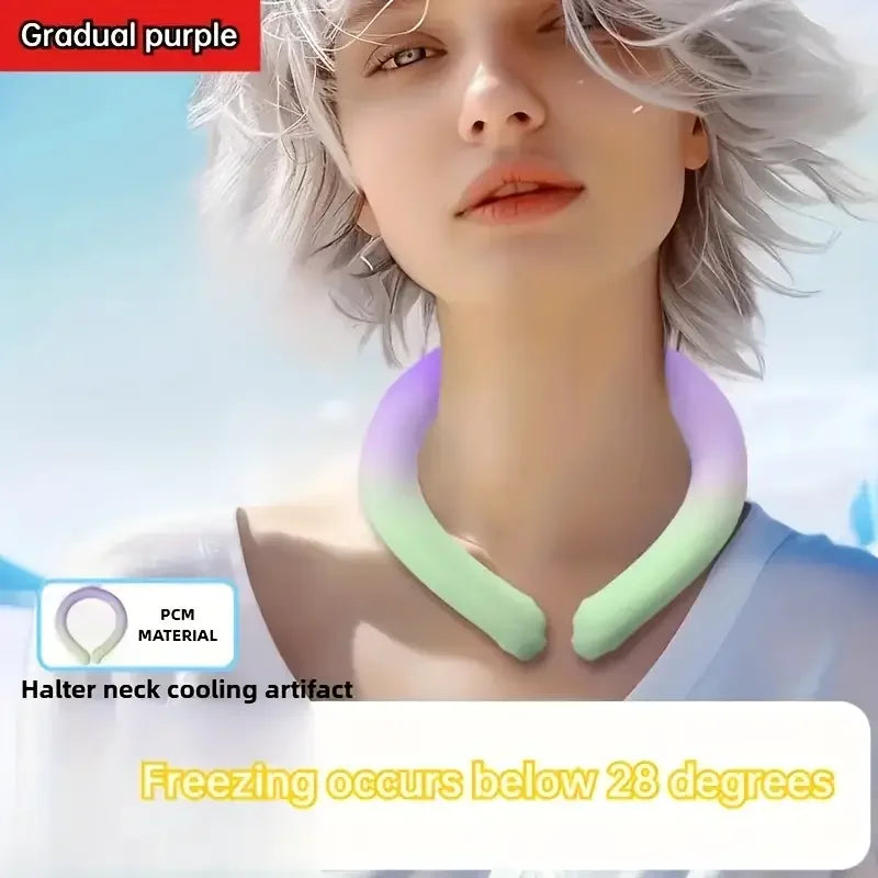 Reusable Ice Cold Neck Cooling Strap | Summer Cooling Collar Cooling Neck Strap QXL Gradient Purple