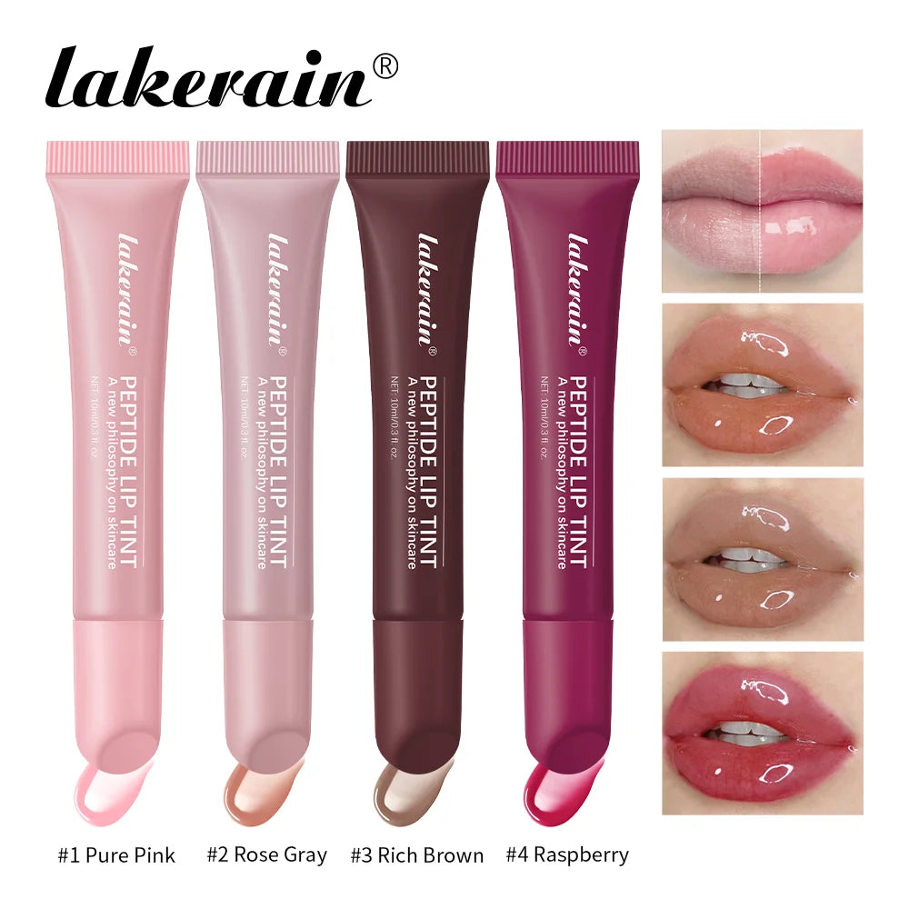 Lakerain Peptide Lip Tint | Moisturising Lip Gloss 4 Shades Lip Gloss Tint QXL
