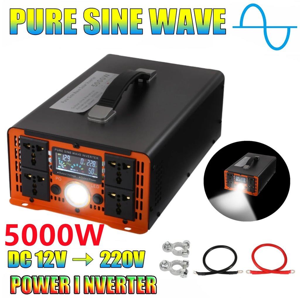 5000W Pure Sine Wave Inverter 12V to 220V LCD | Dreamburgh Power Inverter QXL