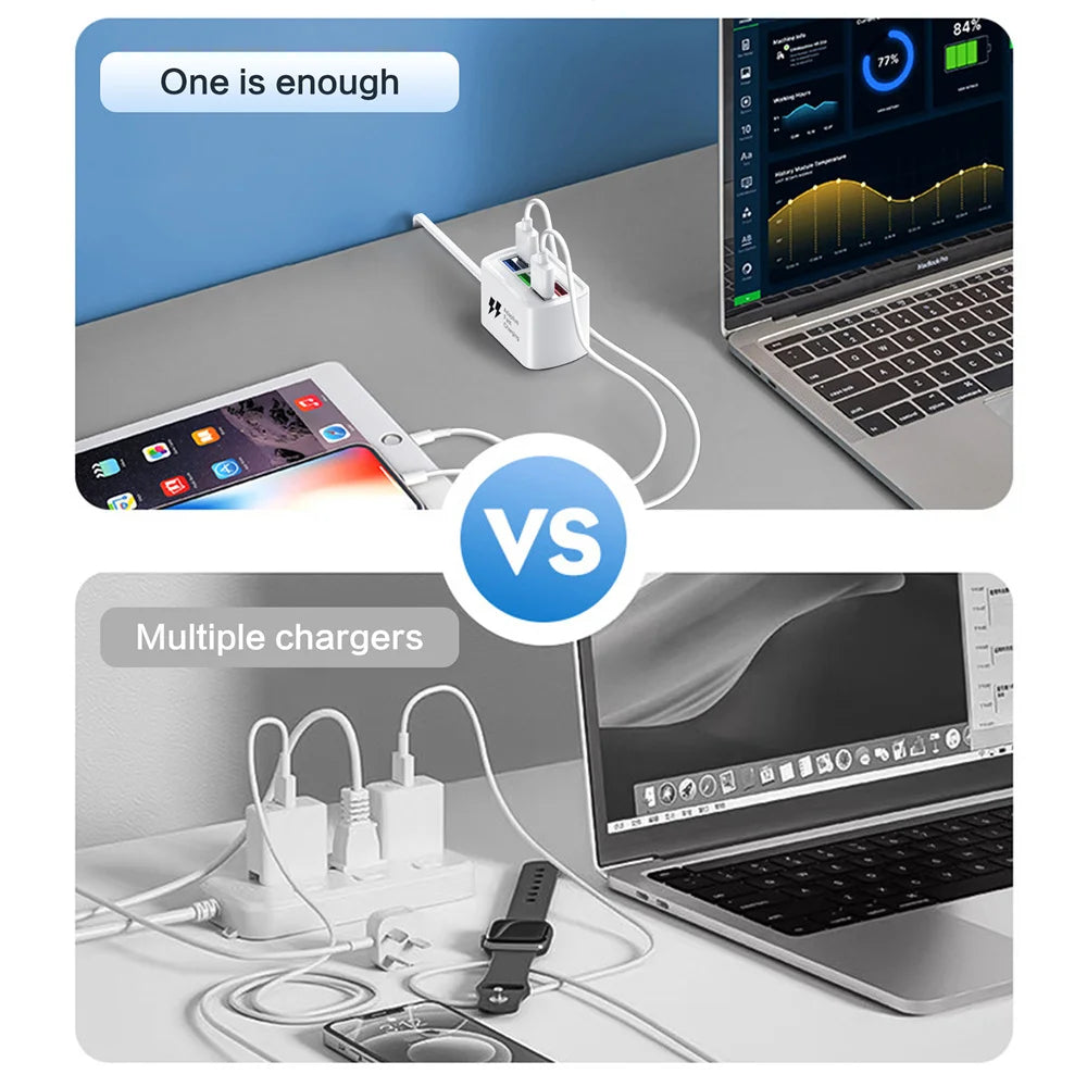 6-in-1 Fast Charging USB Charger Station | 1M Desktop Hub USB Charger Station QXL