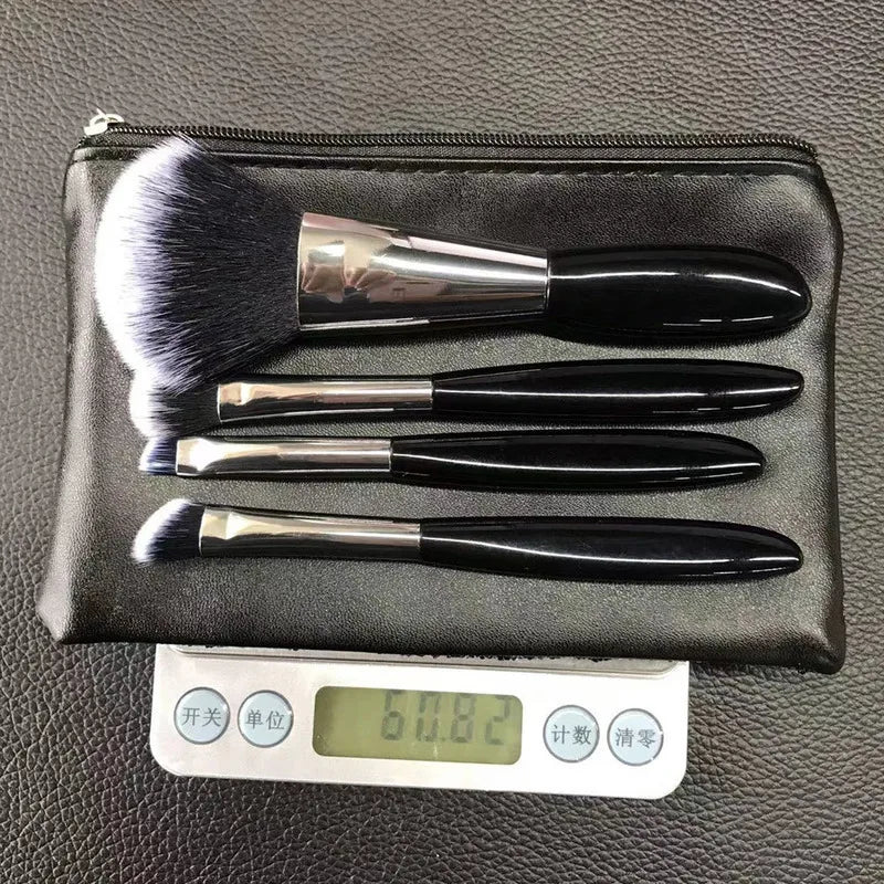 Mini 4-Piece Makeup Brush Set | Eyeshadow & Contour Makeup Brush Set QXL Black Mini 4 Piece