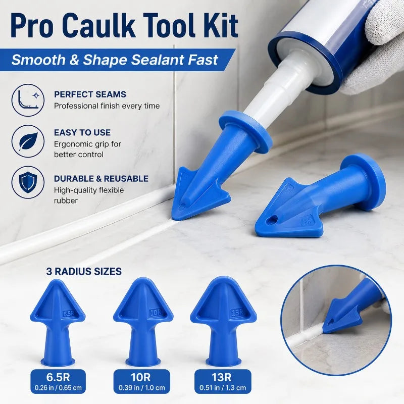3-Piece Caulk Finishing Tool Kit | 6.5R 10R 13R Sealant Smoother Caulk Finishing Tool QXL