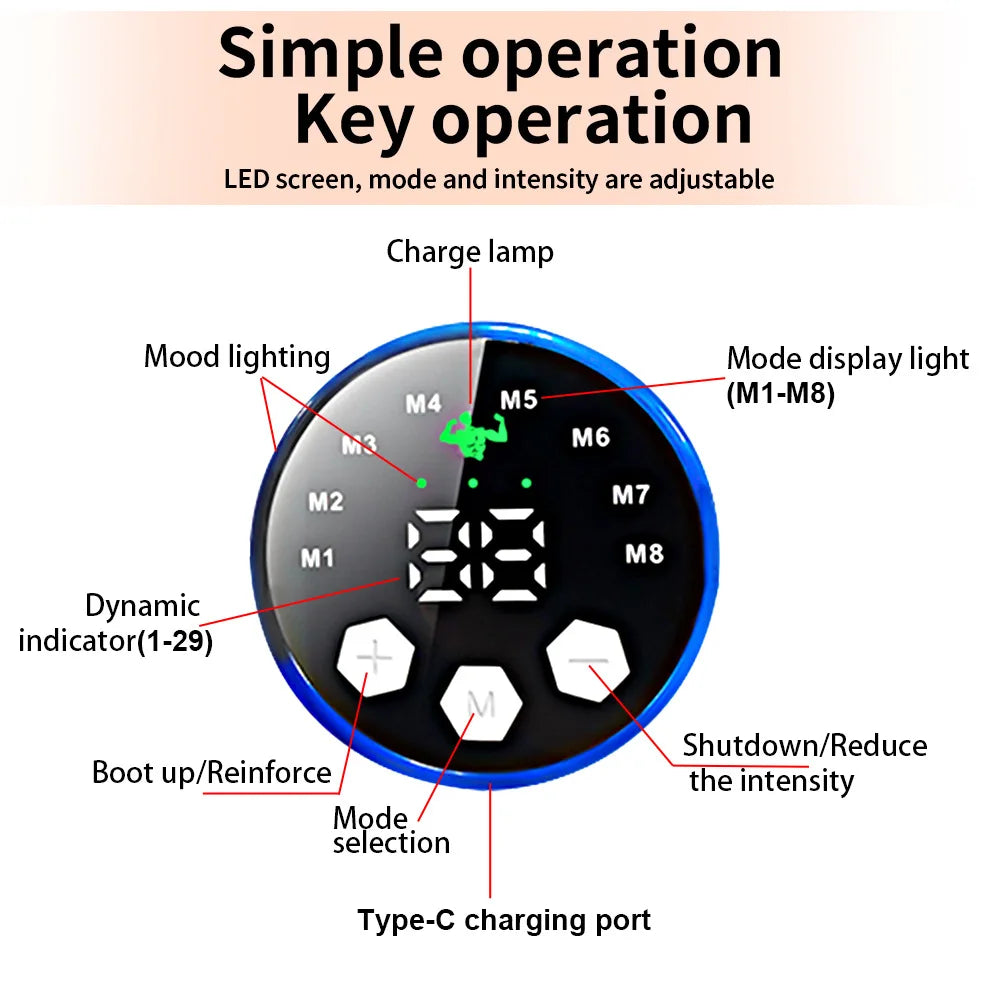 Wireless EMS Muscle Toner | 29 Levels 8 Modes Dual-Channel EMS Muscle Toner QXL