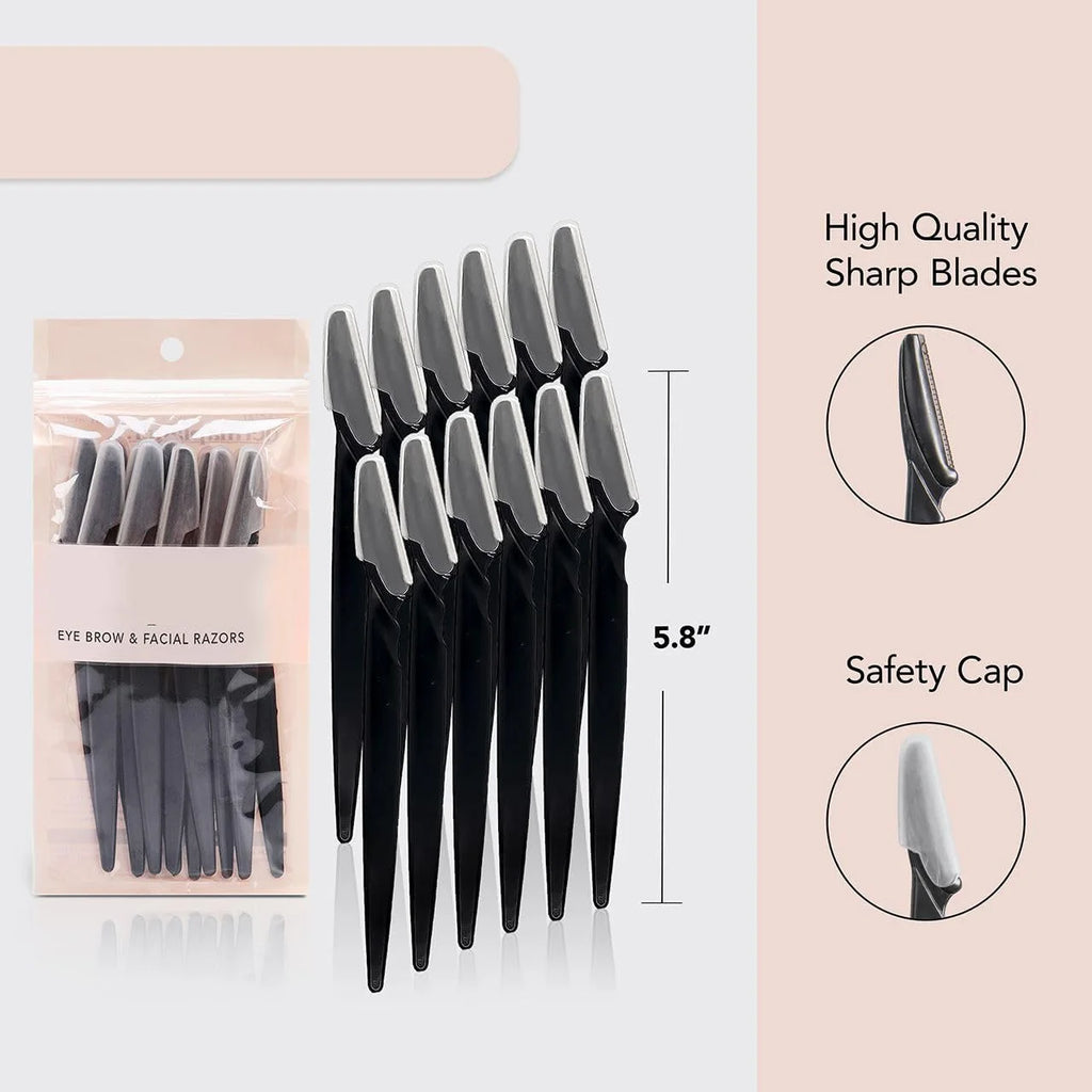 12-Pack Eyebrow Trimmer Razors | Portable Face Hair Shapers Eyebrow Trimmer Set QXL