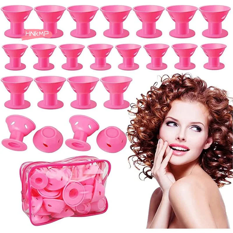 20-Pc Mushroom Bell Silicone Hair Curling Rollers Heat-Free Hair Curling Rollers QXL