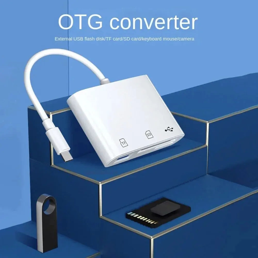 3-in-1 USB-C SD/TF Card Reader OTG Adapter | Fast Transfer Memory Card Reader QXL