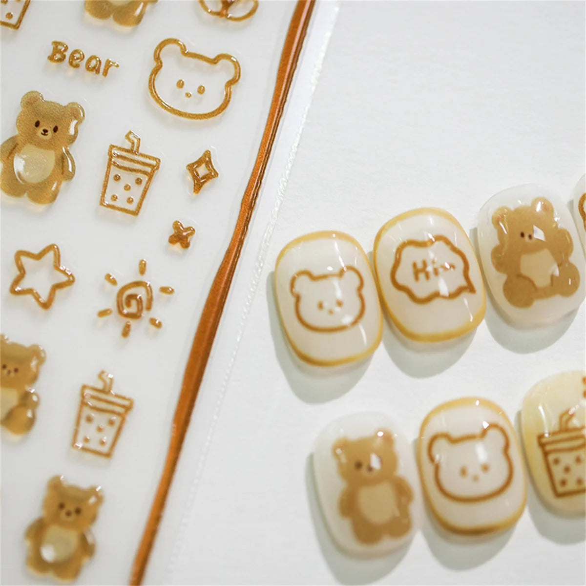 5D Kawaii Jelly Bear Nail Art Stickers | Self-Adhesive Decals Nail Art Stickers QXL