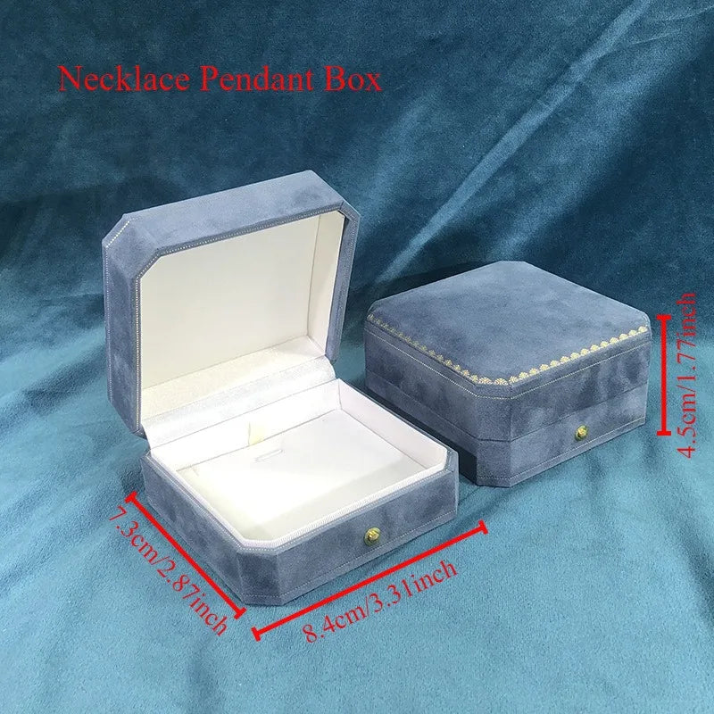 Octagonal Lake Blue Velvet Jewelry Gift Box | Earrings & Bracelet Jewelry Gift Box QXL