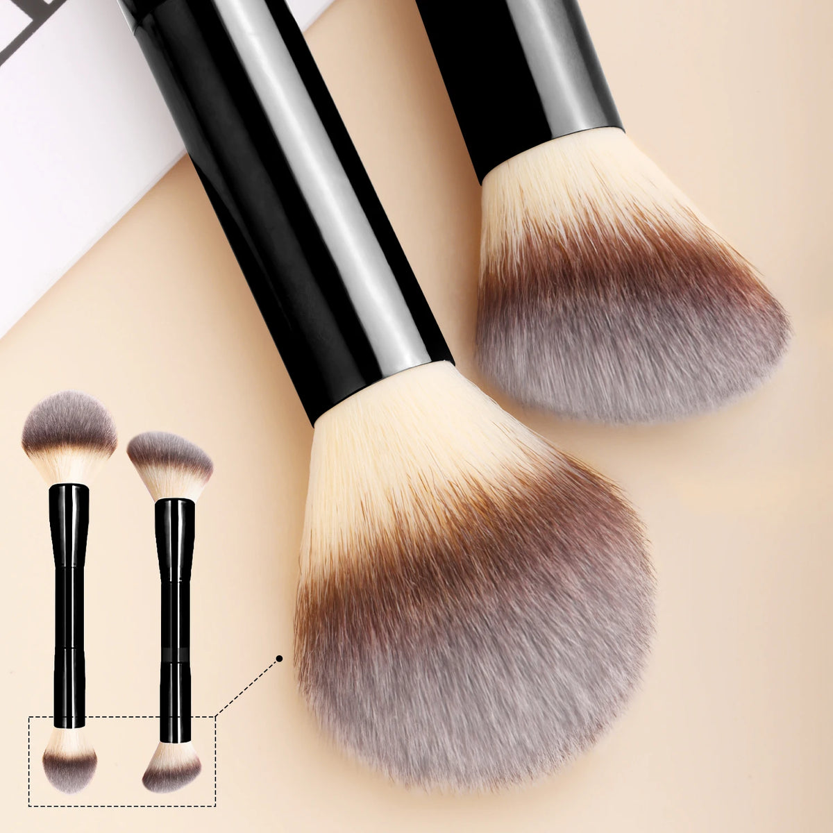 2-Pc Double-Headed Makeup Brush Set | Contour & Blush Combo Makeup Brush Set QXL