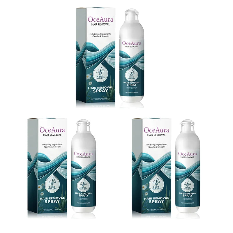 OceAura Hair Removal Spray & Growth Inhibitor | Smooth Skin Depilatory Spray QXL 3pcs