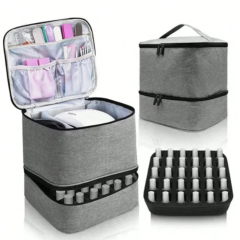 30-Compartment Double-Layer Nail Polish Storage Bag & Case Nail Storage Bag QXL