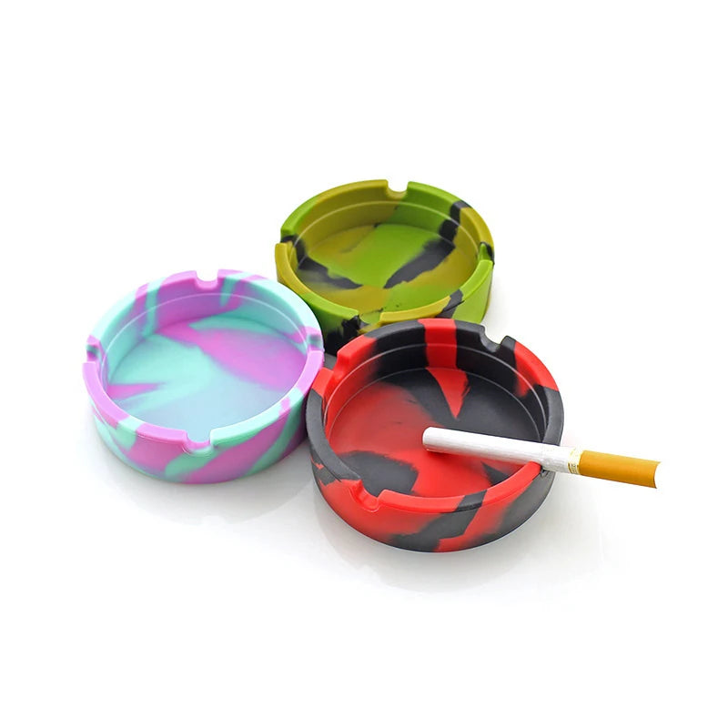 Portable Camouflage Silicone Ashtray | Anti-Slip Round Silicone Ashtray QXL