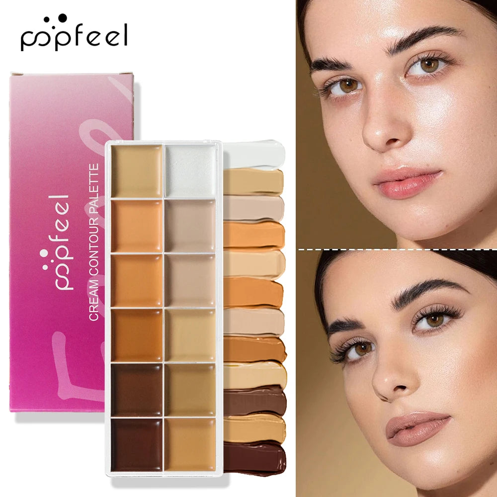 POPFEEL 12-Color Concealer Palette – Waterproof Full Coverage Concealer Palette QXL
