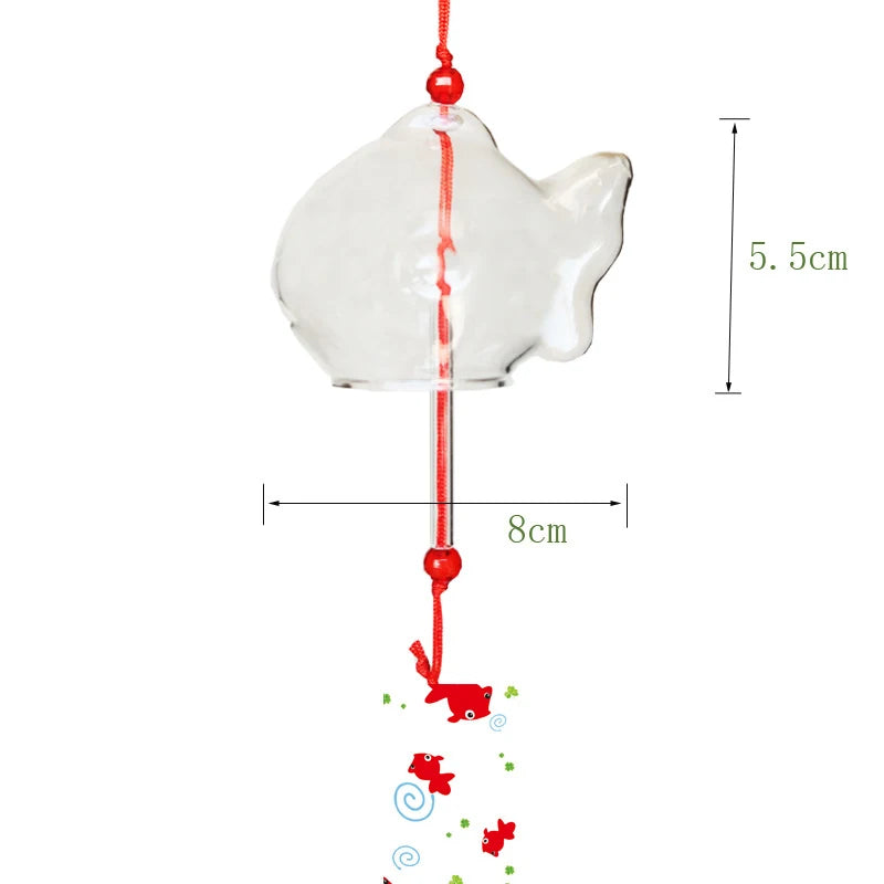 Japanese Glass Goldfish Wind Chime | Furin Garden Hanging Decor Glass Wind Chime QXL