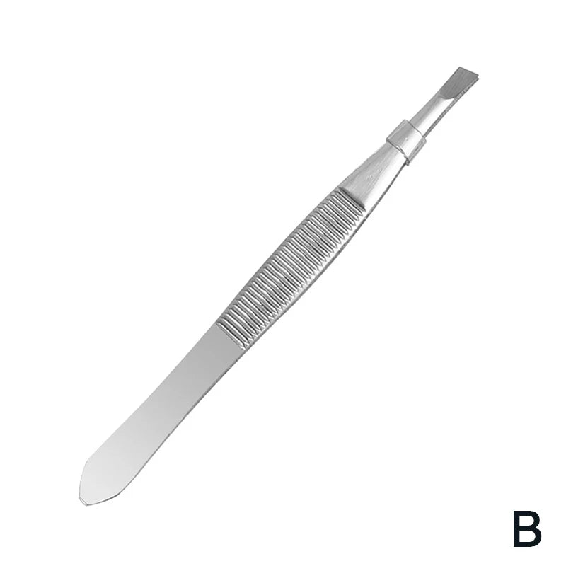 Stainless Steel Flat Tip Eyebrow Tweezers | Makeup Tool Eyebrow Tweezers QXL B
