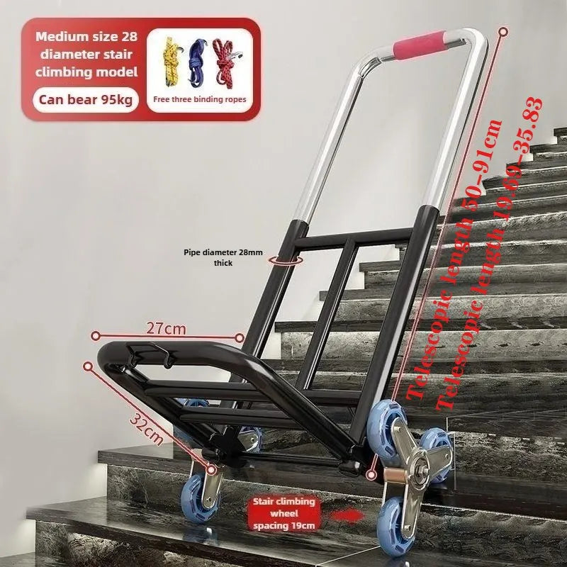 Heavy-Duty Folding 3-Wheel Stair Climbing Hand Truck Cart Folding Hand Truck QXL black