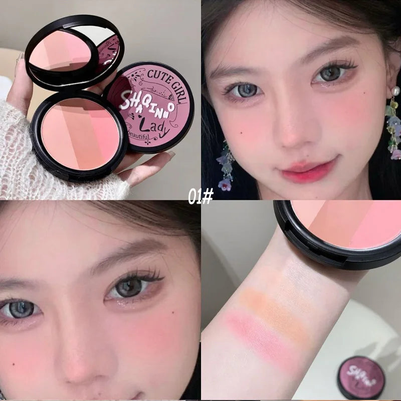 3-in-1 Blush Contour & Highlight Palette | Matte Finish Blush Contour Palette QXL 01