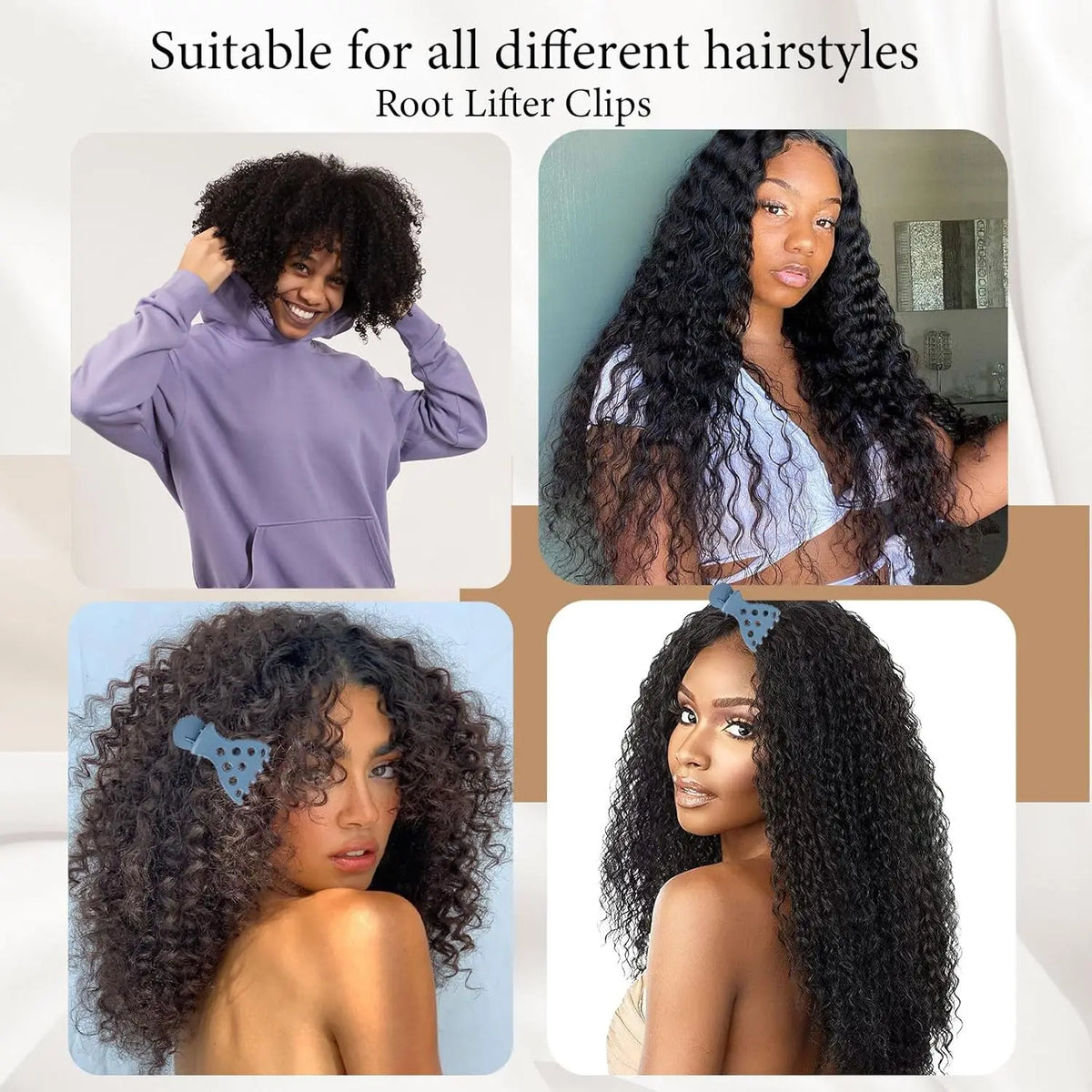 7-Pack Root Lift Claw Clips for Curly Hair | No-Crease Hair Root Clip QXL