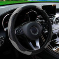 PU Carbon Fiber Steering Wheel Cover | 14.5–15 Inch Steering Wheel Cover QXL GRAY