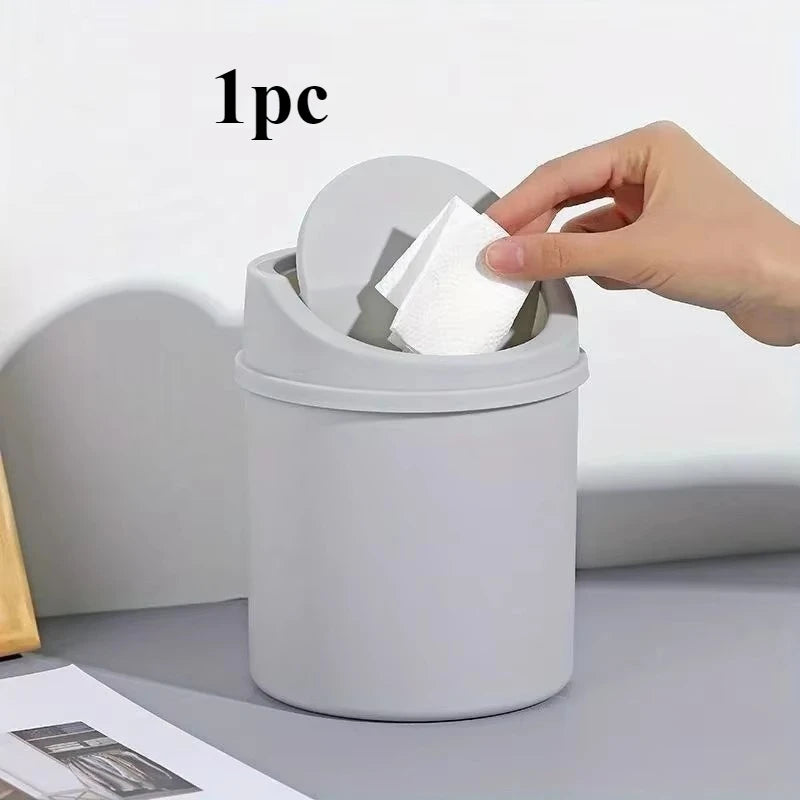 Mini Trash Can with Rolling Lid – Desk, Bedroom & Dorm Mini Trash Can QXL gray 1pc