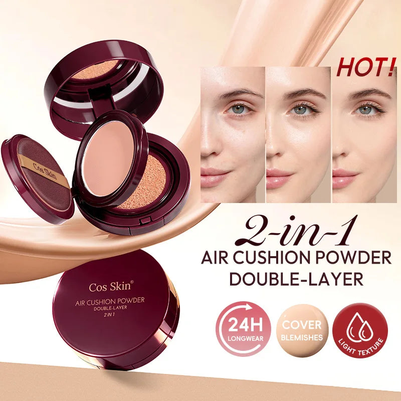 2-in-1 Air Cushion Foundation & Setting Powder Compact Cushion Foundation Compact QXL