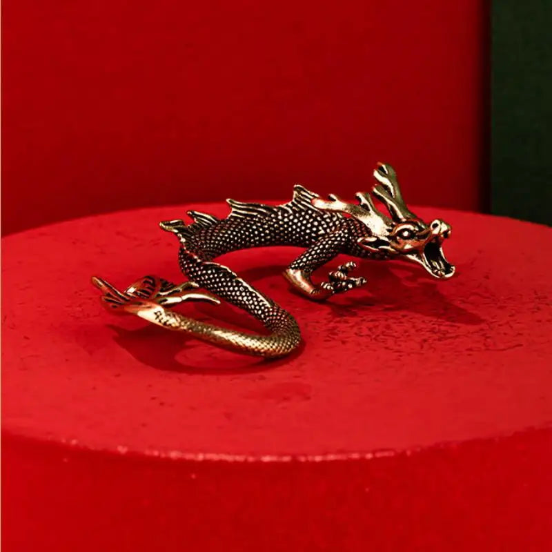 Chinese Zodiac Dragon Brass Figurine | Retro Mini Statue Decor Decorative Figurine QXL
