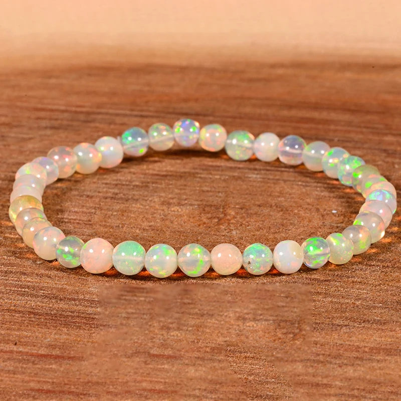 Opal Crystal Stretch Bracelet | 8mm Natural Stone Beads Women Stone Bead Bracelet QXL A3
