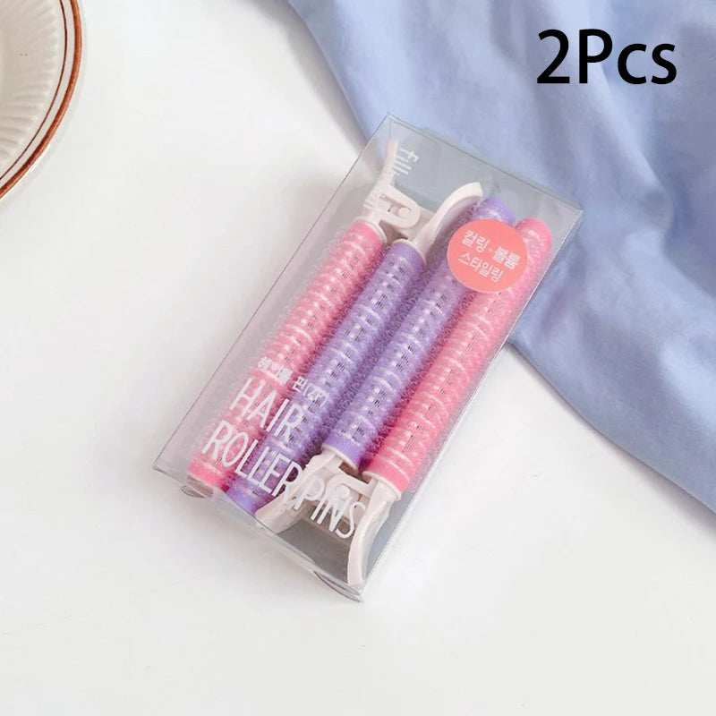 Candy Color Self-Grip Hair Rollers | No-Heat Curlers Set Hair Rollers QXL 2Pcs Purple pink