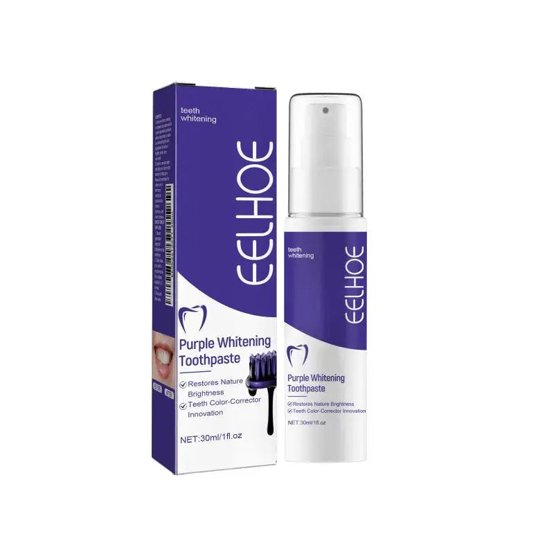 EELHOE Purple Whitening Toothpaste Color-Correcting 30ml Whitening Toothpaste QXL
