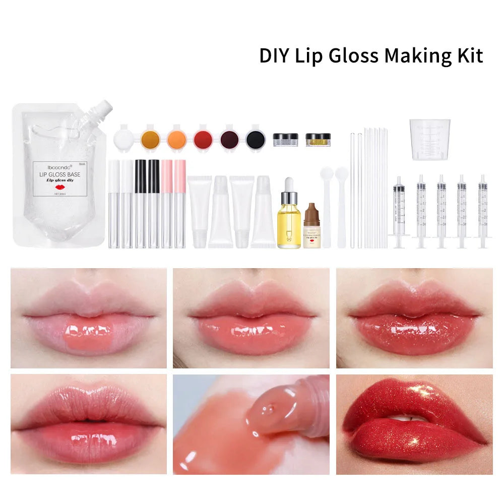 DIY Lip Gloss Making Kit | 100ml Base Gel, Tubes & Pigments Lip Gloss DIY Kit QXL