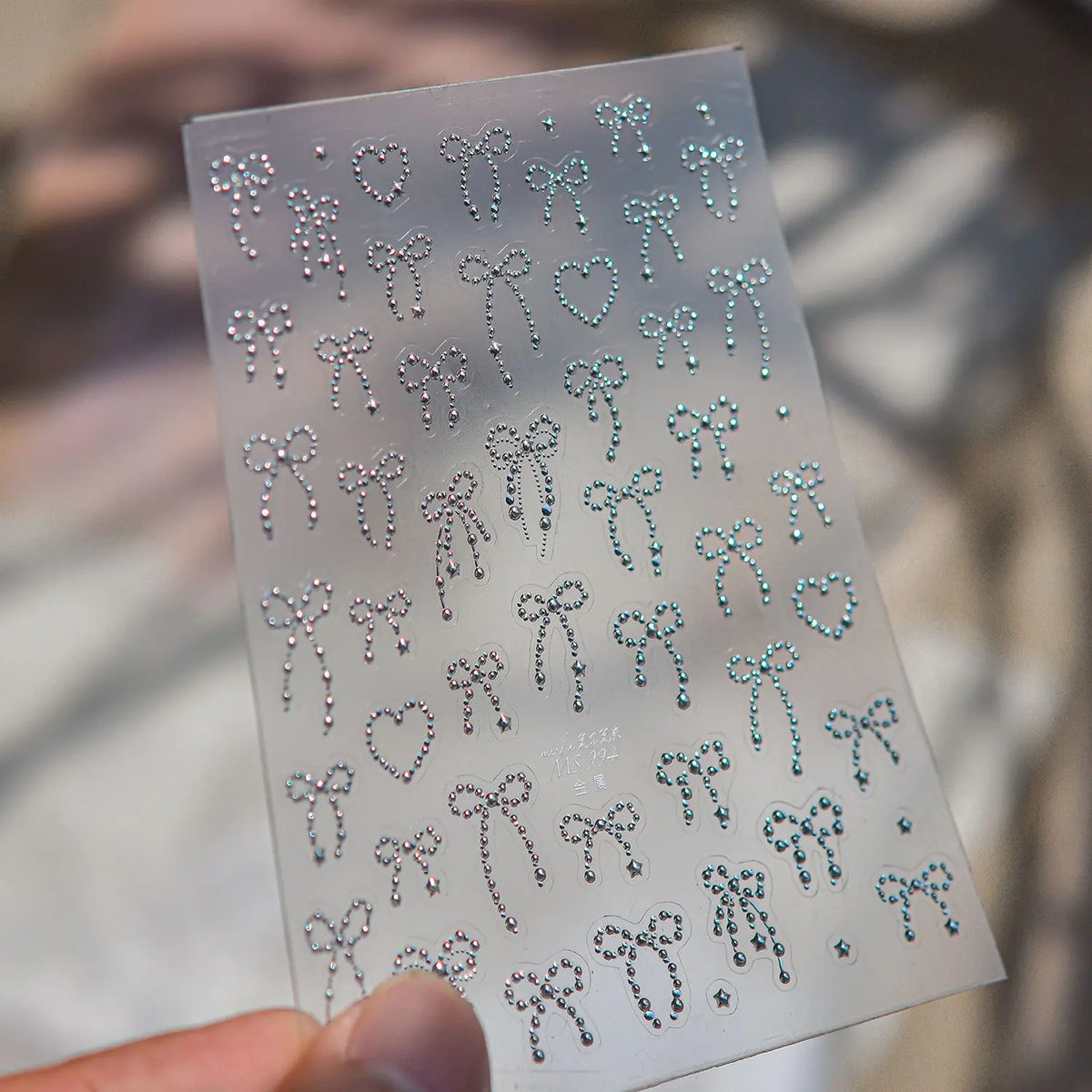 5D Ballet Nail Stickers – Rhinestone Bow Heart Star Decals