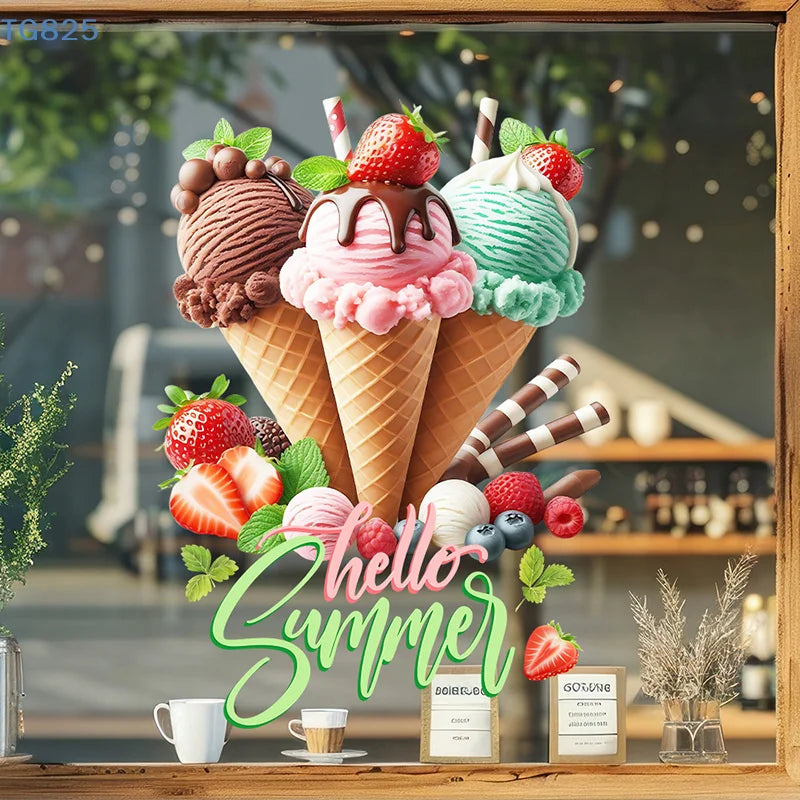 Ice Cream Wall Stickers – Self-Adhesive PVC Decals for Home Wall Decal Stickers QXL