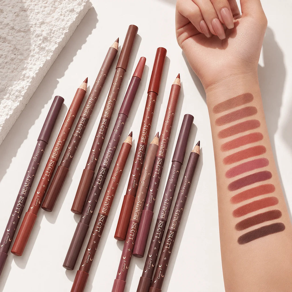 3-Pack Waterproof Matte Lip Liners + Sharpener | Double-Ended Lip Liner Set QXL