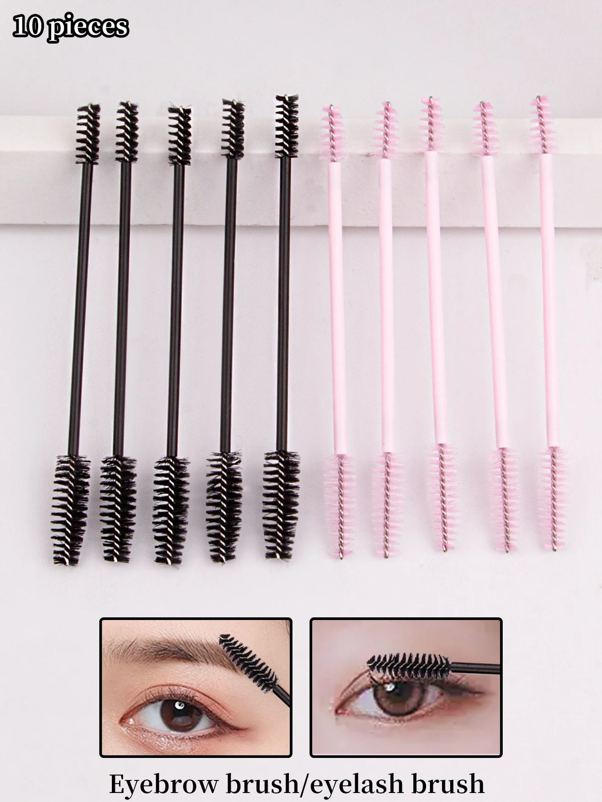 Double-Headed Eyebrow & Eyelash Spoolie Brush | Bendable Comb Eyebrow Spoolie Brush QXL Pink black Nylon