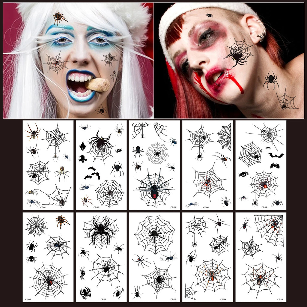 Halloween Temporary Tattoo Stickers – Spider Web & Wound FX Temporary Tattoo Stickers QXL