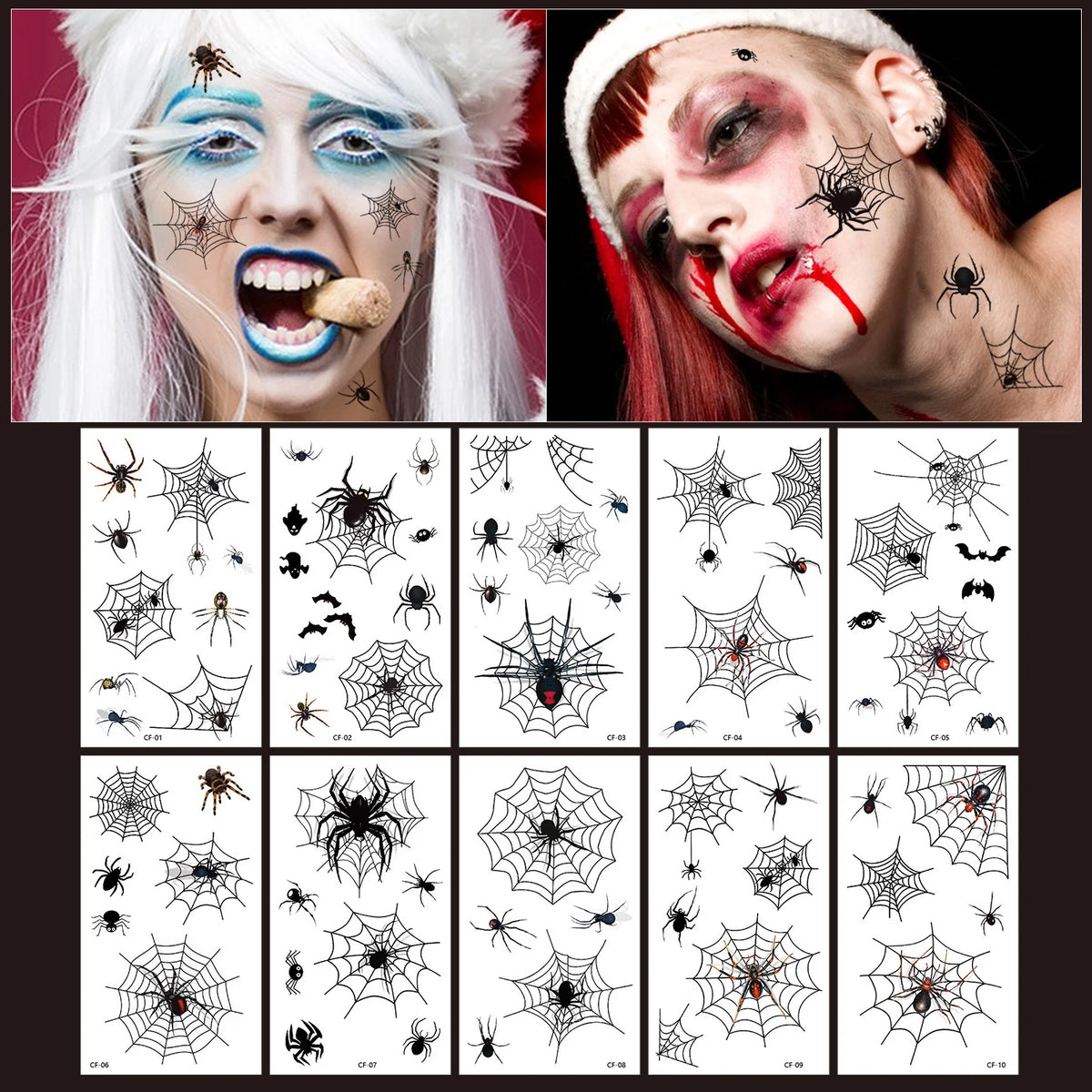 Halloween Temporary Tattoo Stickers – Spider Web & Wound FX Temporary Tattoo Stickers QXL