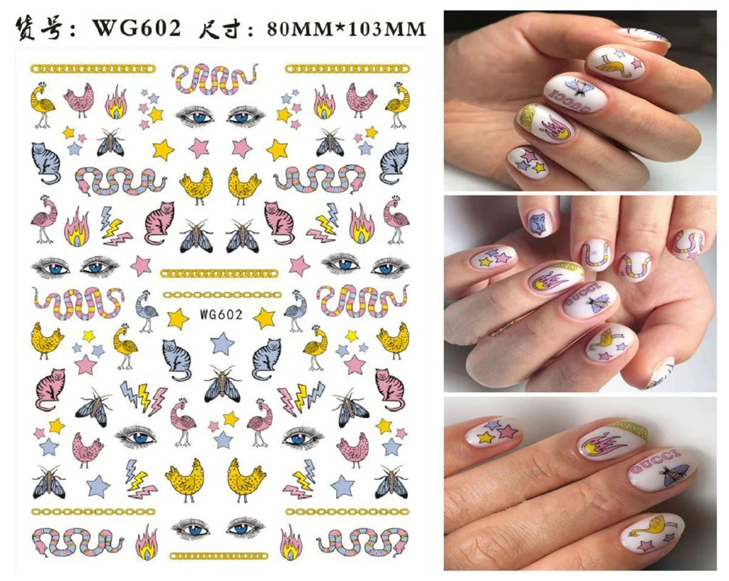 White Hollow Moon Nail Stickers | Pearl Rhinestone Decals