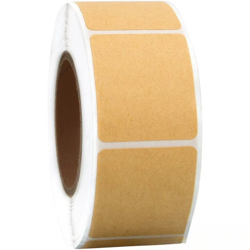 Writable Kraft Label Sticker Roll | Self-Adhesive Paper Tags Self-Adhesive Label Roll QXL