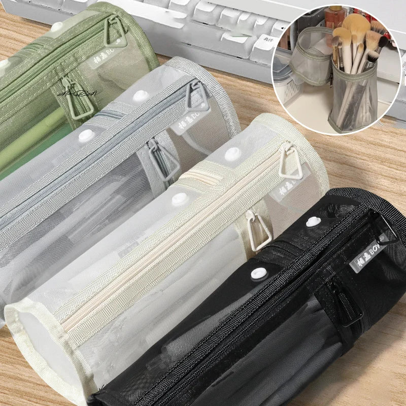 Mesh Makeup Brush Holder Bag | Stand-Up Travel Storage Case Makeup Brush Bag QXL
