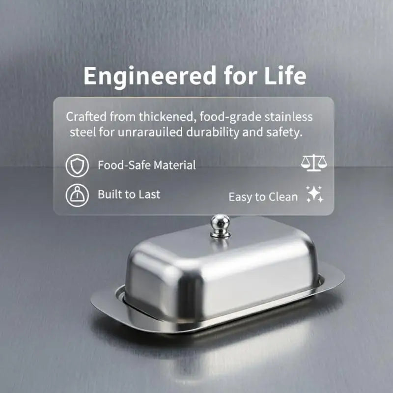 Stainless Steel Butter Dish with Lid | Fridge & Countertop Butter Dish QXL