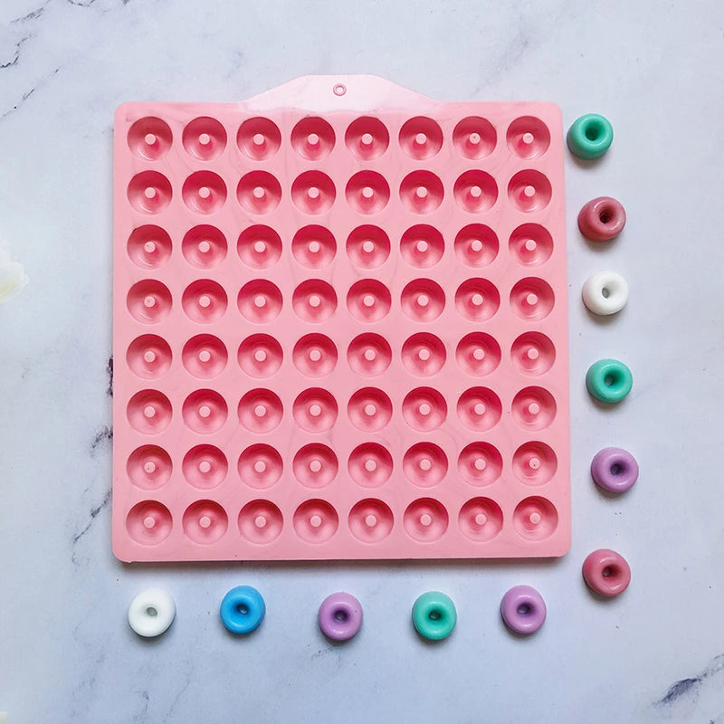 64-Cavity Mini Donut Silicone Mold – Candy, Chocolate & Jelly Silicone Baking Mold QXL