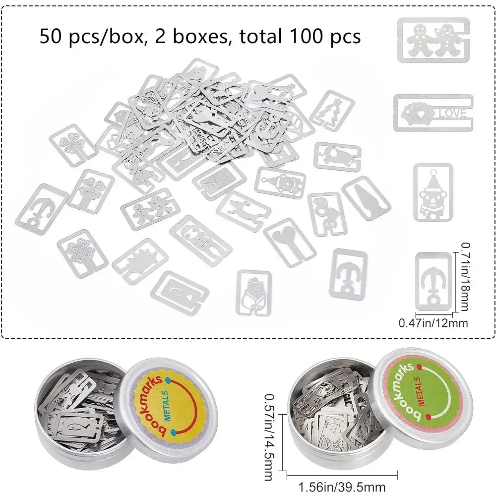 Book Darts Stainless Steel Mini Bookmarks | 100-Piece Set Metal Bookmarks QXL