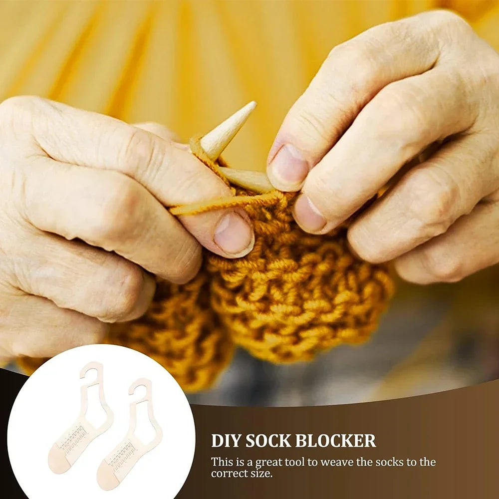 Wooden Sock Blockers Set of 2 | Adjustable Knitting Form Sock Blocker Set QXL