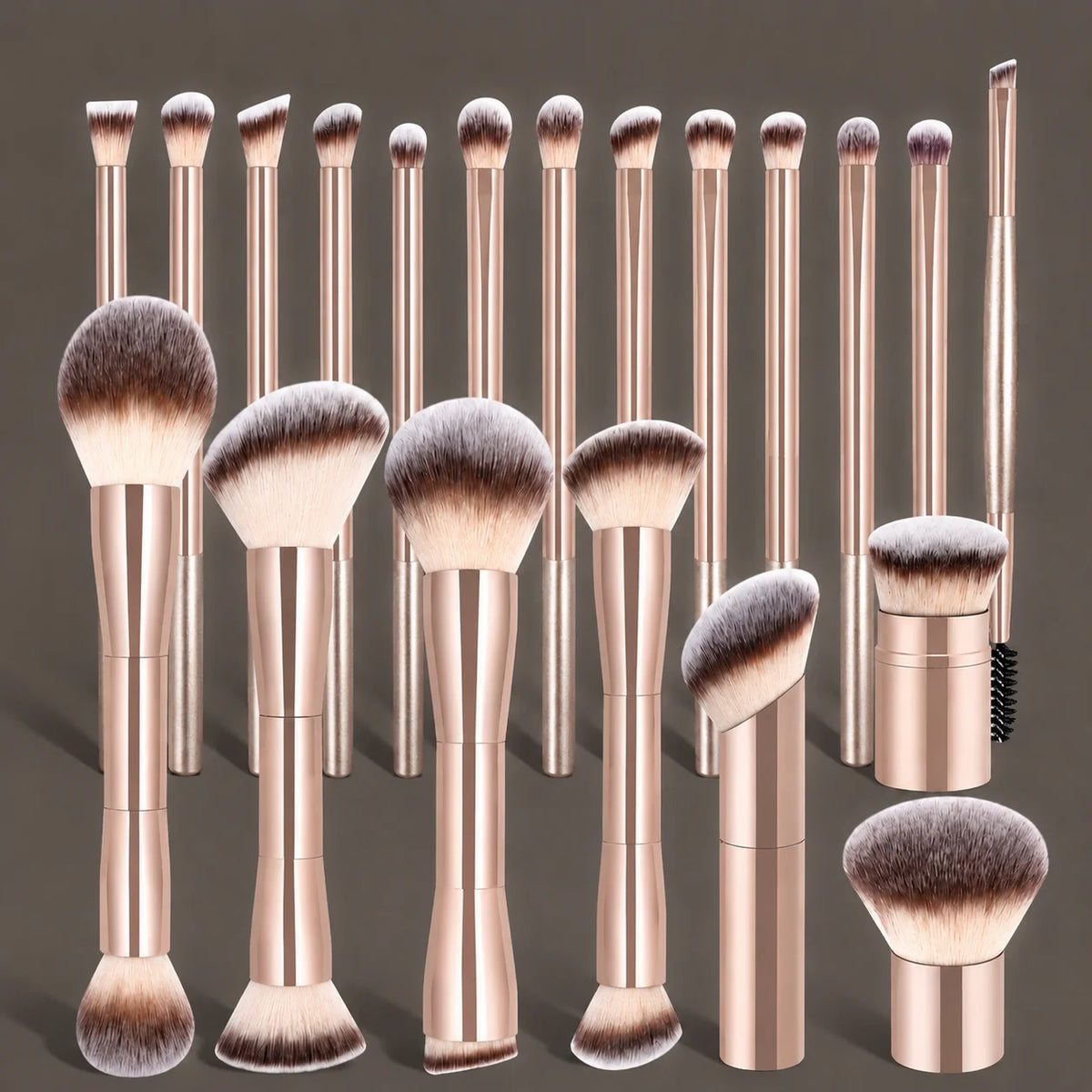 LUXEBLEND 20-Pc Pro Makeup Brush Set | Metal Handle & Velvet Pouch Makeup Brush Set QXL