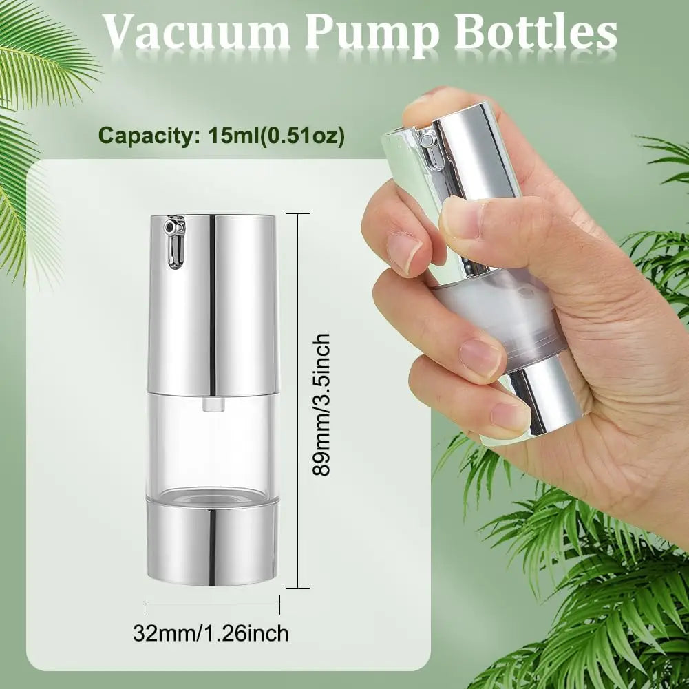 6-Pack 15ml Airless Pump Bottles | Refillable Vacuum Travel Set Airless Pump Bottle QXL