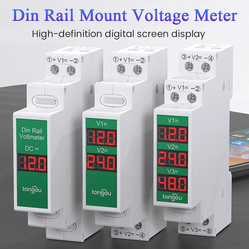 DIN Rail DC Voltmeter 11V–310V | LED Digital Voltage Meter Digital Voltmeter QXL
